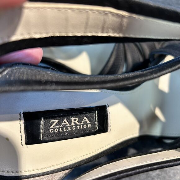 Zara Womens Black Satin Strap Zip Up Open Toe Shoes Stiletto Heels SZ‎ 39, 8.5 - Picture 9 of 15